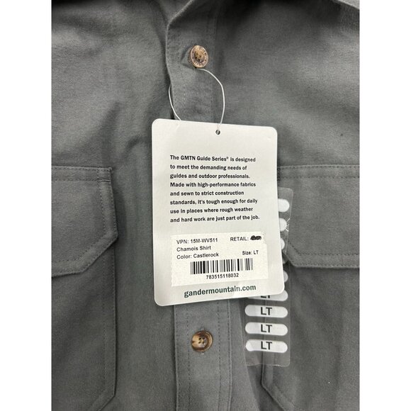 Guide Series Mens LT Chamois Shirt Castlerock Gray Long Sleeve Button-Up Durable - Picture 13 of 14